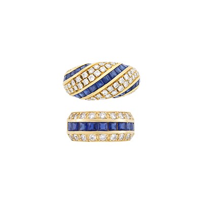 Lot 241 - Two Gold, Sapphire and Diamond Rings
