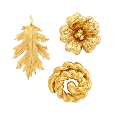 Lot 52 - Three Gold Brooches