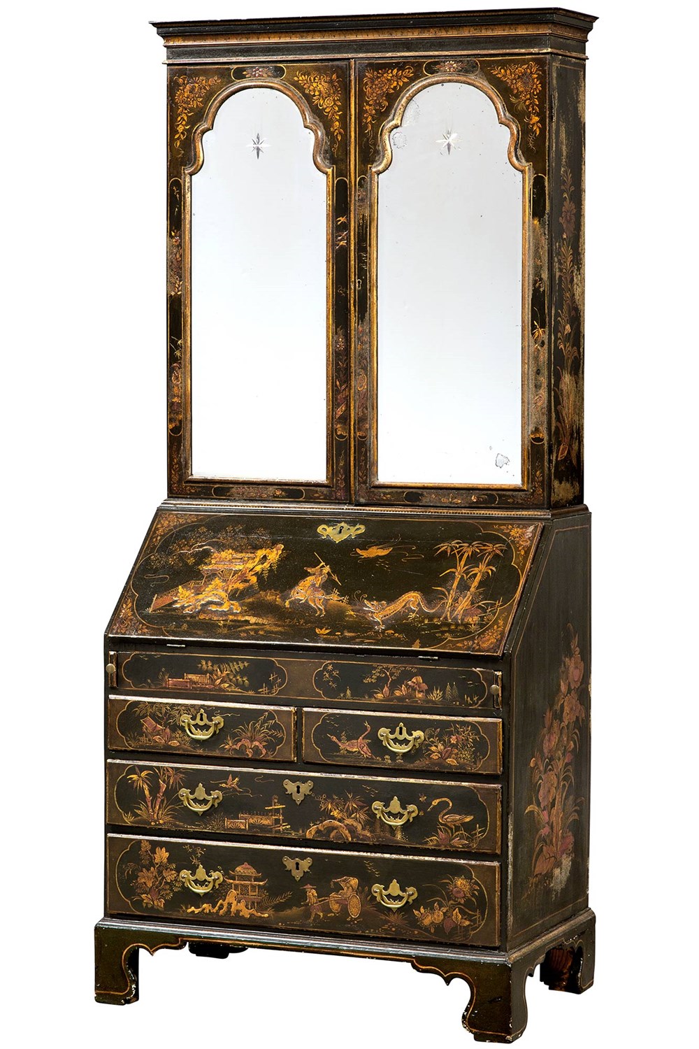 Lot 212 - George II Black- and Red-Japanned Parcel-Gilt...