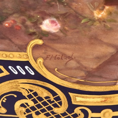 Lot 425 - Vienna Style Gilt and Hand-Painted Cobalt...
