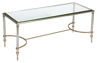 Lot 295 - Maison Jansen Style Chrome, Brass and Glass...