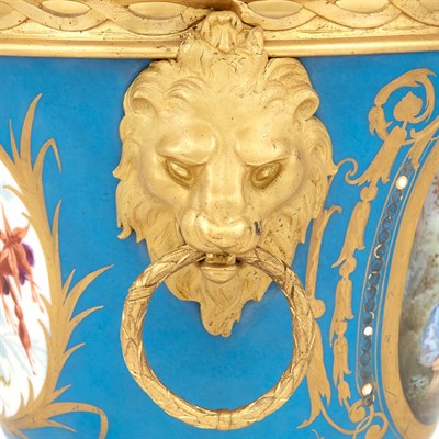 Lot 291 - Pair of Sèvres Style Gilt-Metal Mounted Gilt...