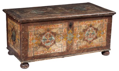 Lot 383 - Continental Paint-Decorated Blanket Chest...