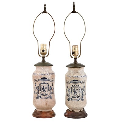 Lot 279 - Pair of Continental Faience Apothecary Jars as...