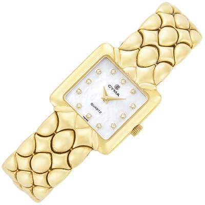 Lot 182 - Gold and Mother-of-Pearl Wristwatch