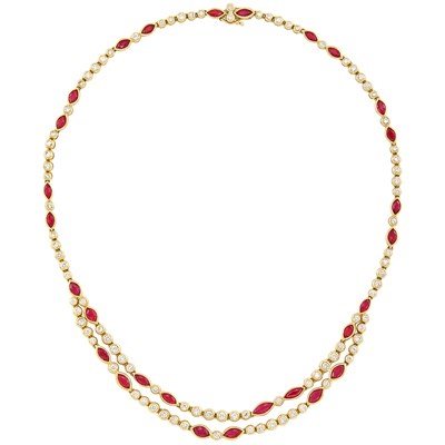 Lot 53 - Gold, Ruby and Diamond Necklace