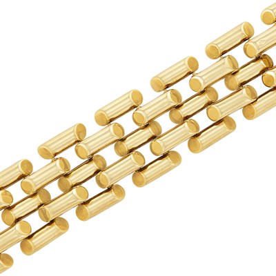 Lot 104 - Wide Five Row Gold Link Bracelet