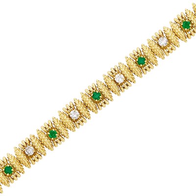 Lot 185 - Gold, Emerald and Diamond Bracelet