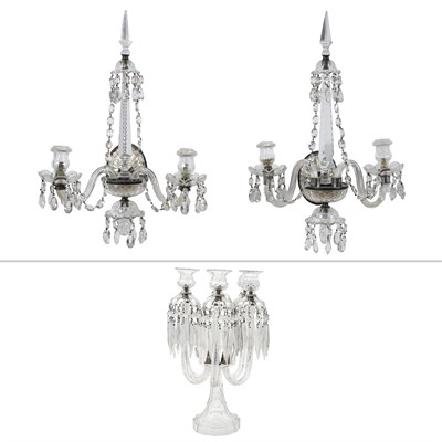 Lot 223 - Pair of George III Cut Glass Wall Lights and a...
