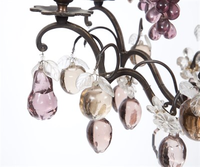 Lot 364 - Louis XV Style Colored Glass and Painted Metal...