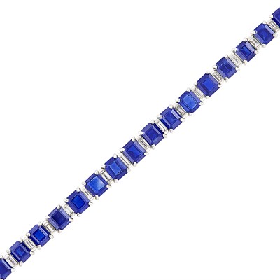 Lot 209 - Platinum, Sapphire and Diamond Bracelet
