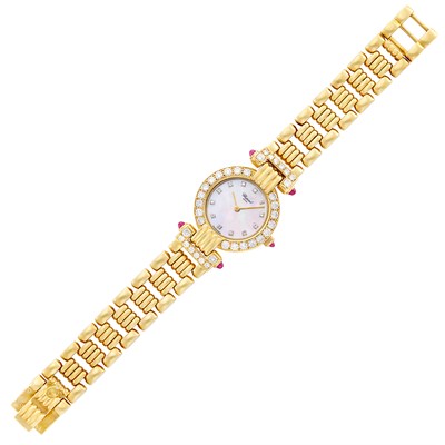 Lot 119 - Gold, Mother-of-Pearl, Diamond and Cabochon Ruby Wristwatch, Chopard