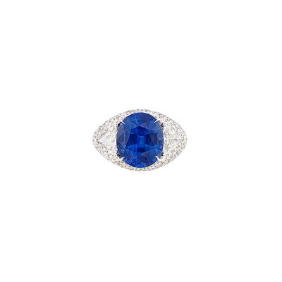 Lot 527 - Platinum, Sapphire and Diamond Ring