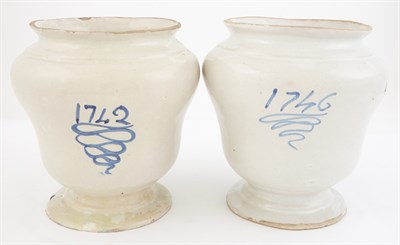 Lot 528 - Pair of Continental Faïence Jars Decorated...