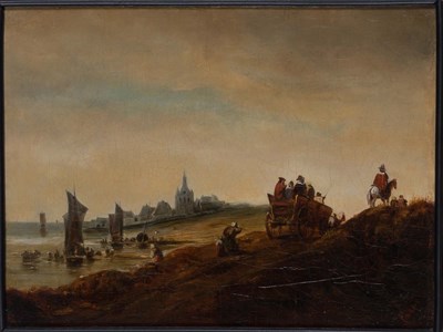 Lot 38 - Dutch School 18th Century Figures on a Road by...