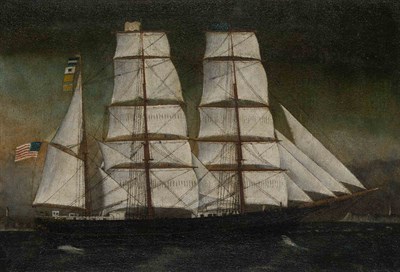 Lot 7 - American School 19th century Full Sail Oil on...