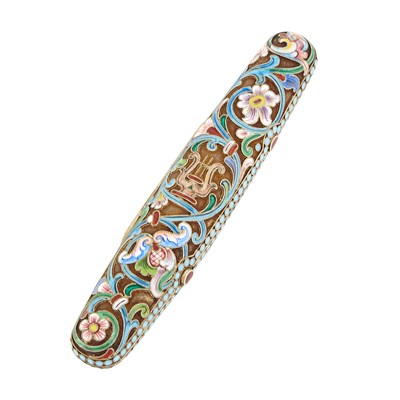 Lot 152 - Russian Silver-Gilt and Cloisonné Enamel Cigar...