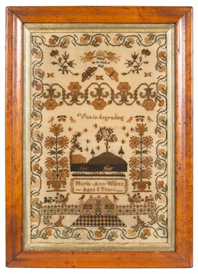 Lot 453 - English Needlework Sampler Worked by Maria Ann...