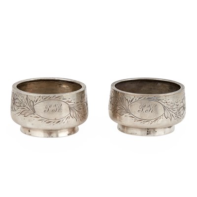 Lot 201 - Pair of Russian Silver Salts Maker's mark EK,...