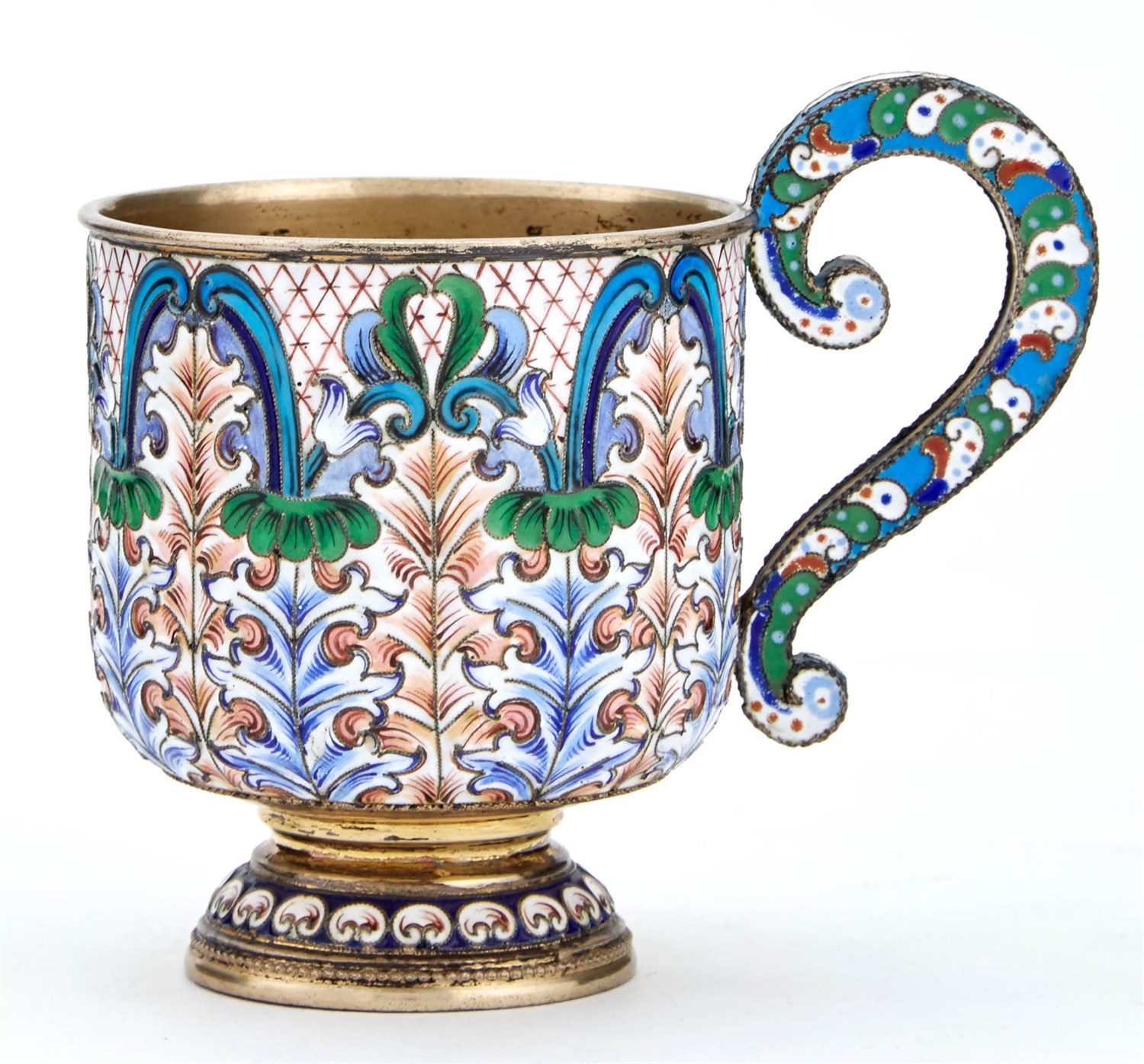 Lot 164 - Russian Silver-Gilt and Cloisonné Enamel Cup...
