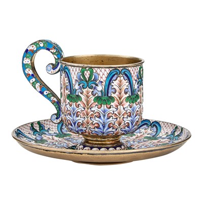Lot 164 - Russian Silver-Gilt and Cloisonné Enamel Cup...