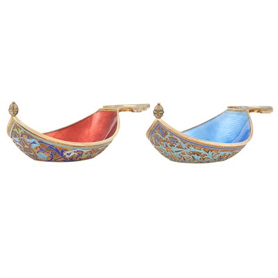 Lot 195 - Pair of Silver-Gilt Cloisonné and Guilloché...