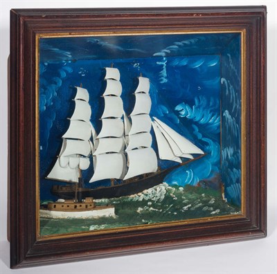 Lot 535 - Carved and Painted Ship Diorama of a...
