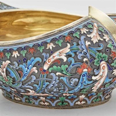 Lot 135 - Set of Russian Silver-Gilt and Cloisonné...