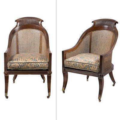 Lot 399 - Pair of Regency Mahogany Caned Bergères in the...