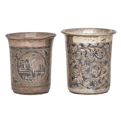 Lot 202 - Two Russian Silver and Niello Cups Moscow,...