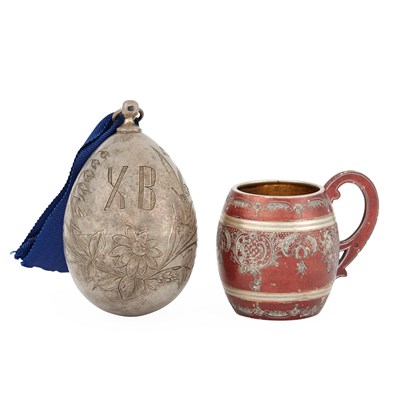 Lot 230 - Russian Silver Easter Egg and Lacquered Silver...