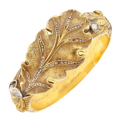 Lot 169 - Antique Gold and Diamond Bangle Bracelet