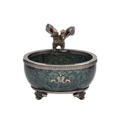 Lot 211 - Russian Style Silver-Mounted Hardstone Bowl...