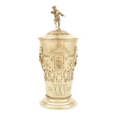 Lot 158 - Russian Silver-Gilt Presentation Cup and Cover...
