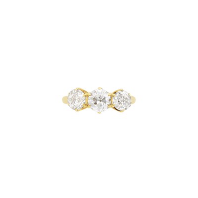 Lot 371 - Gold and Three Stone Diamond Ring
