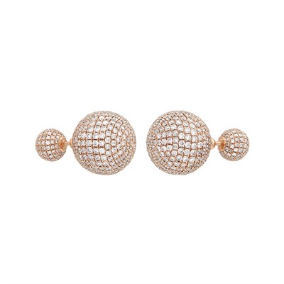 Lot 258 - Pair of Rose Gold and Diamond Ball Earrings