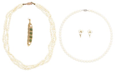 Lot 1669 - Group of Gold, Freshwater Pearl and Cultured Pearl Jewelry