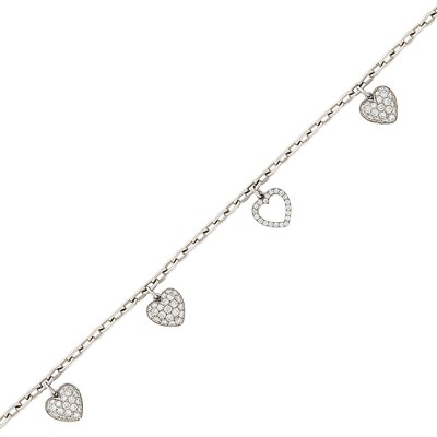 Lot 412 - Platinum and Diamond Charm Bracelet, Tiffany & Co.