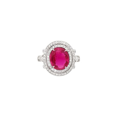 Lot 485 - Belle Époque Platinum, Ruby and Diamond Ring