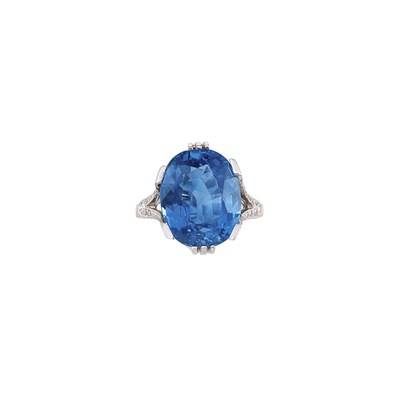 Lot 296 - Platinum, Sapphire and Diamond Ring, France