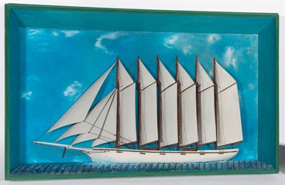 Lot 513 - Carved and Painted Ship Diorama of a...
