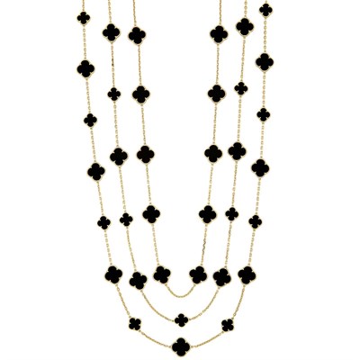 Lot 247 - Three Gold and Black Onyx Chain Necklaces