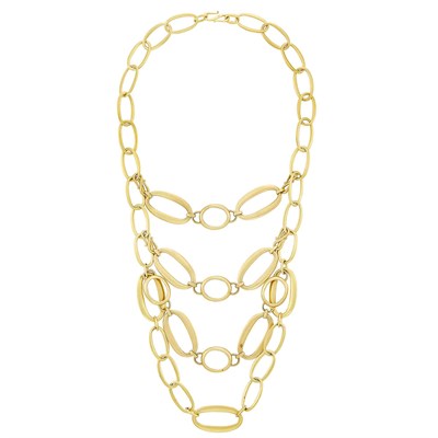 Lot 583 - Four Strand Gold Swag Chain Necklace