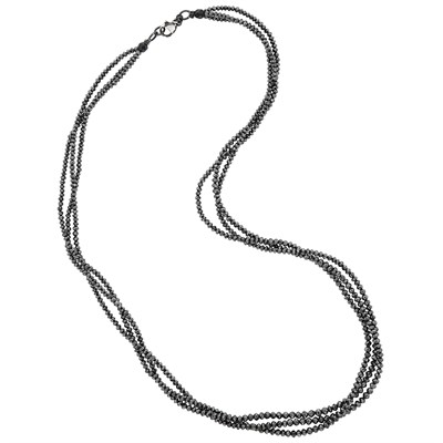 Lot 134 - Triple Strand Black Diamond Bead Necklace
