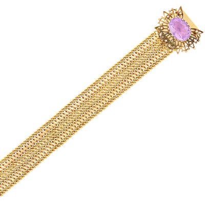 Lot 168 - Gold, Amethyst and Split Pearl Bracelet