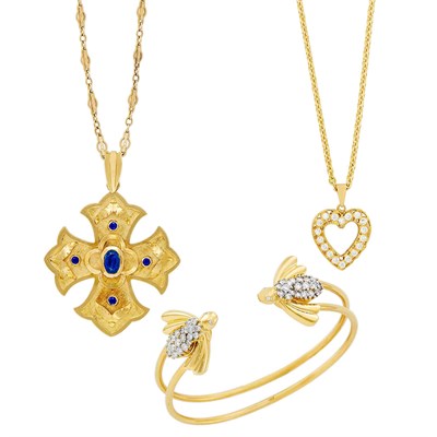 Lot 551 - Group of Gold, Diamond and Sapphire Jewelry