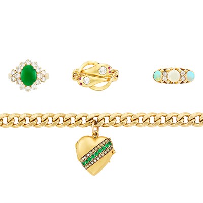 Lot 377 - Group of Gold, Gem-Set and Diamond Jewelry