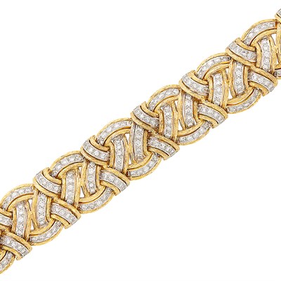 Lot 661 - Two-Color Gold and Diamond Bracelet