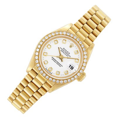 Lot 210 - Gold and Diamond 'Oyster Perpetual DateJust' Wristwatch, Rolex, Ref. 69000A