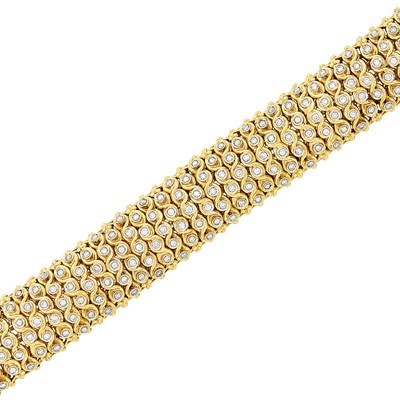 Lot 548 - Gold and Diamond Bombé Bracelet